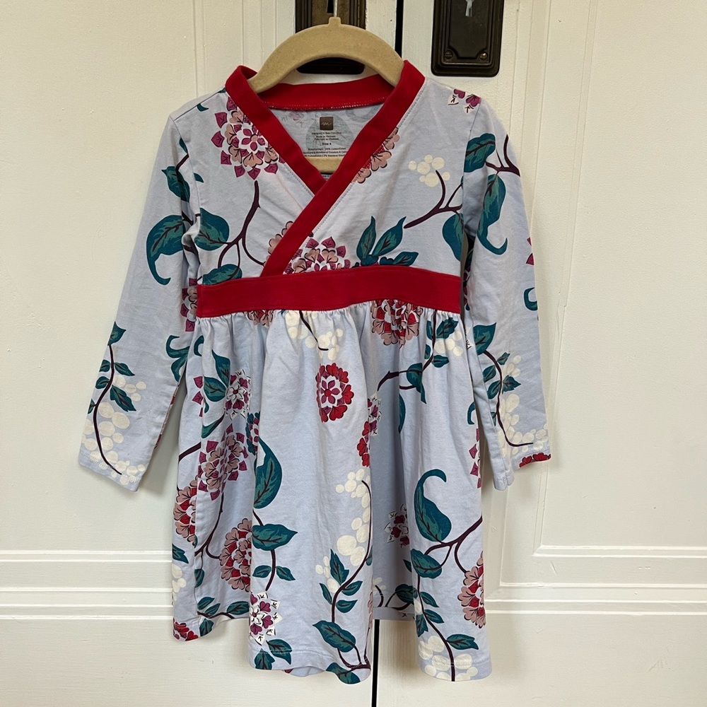 Tea Collection light blue floral dress, size 4.